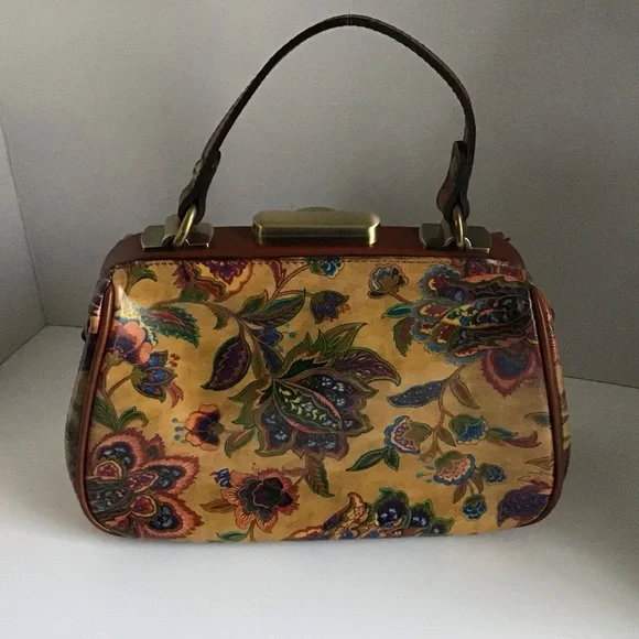 Patricia Nash Gracchi French Tapestry Bag Handbag Crossbody Brown Leather - Picture 4 of 16